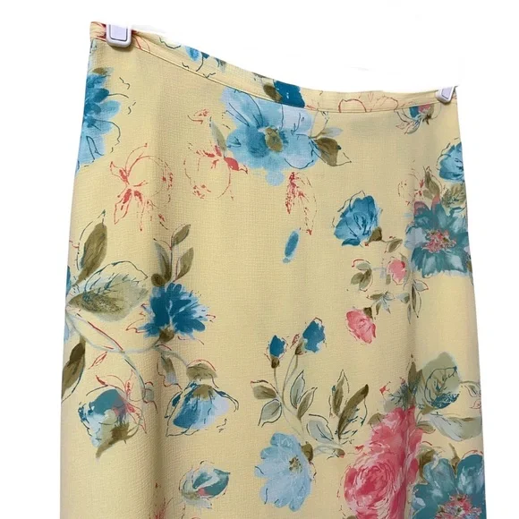 Emma James yellow summer floral stretch waistband long flare hem skirt size 14 - Picture 6 of 13